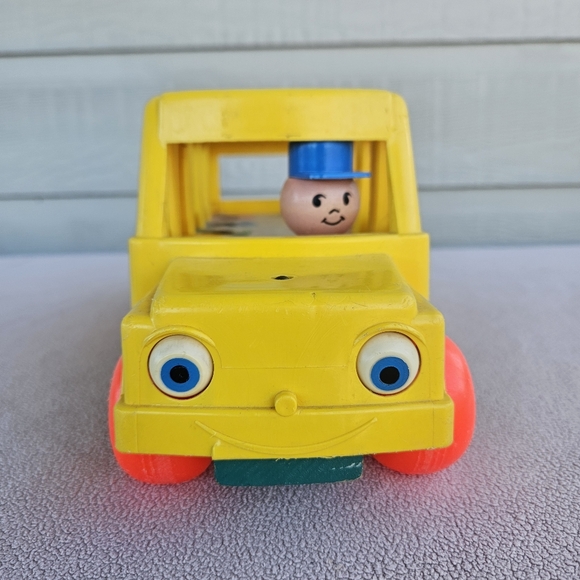 VTG Fisher Price School Bus #192 Little Peg People 1965 No Figures Wooden Bottom - Picture 2 of 10